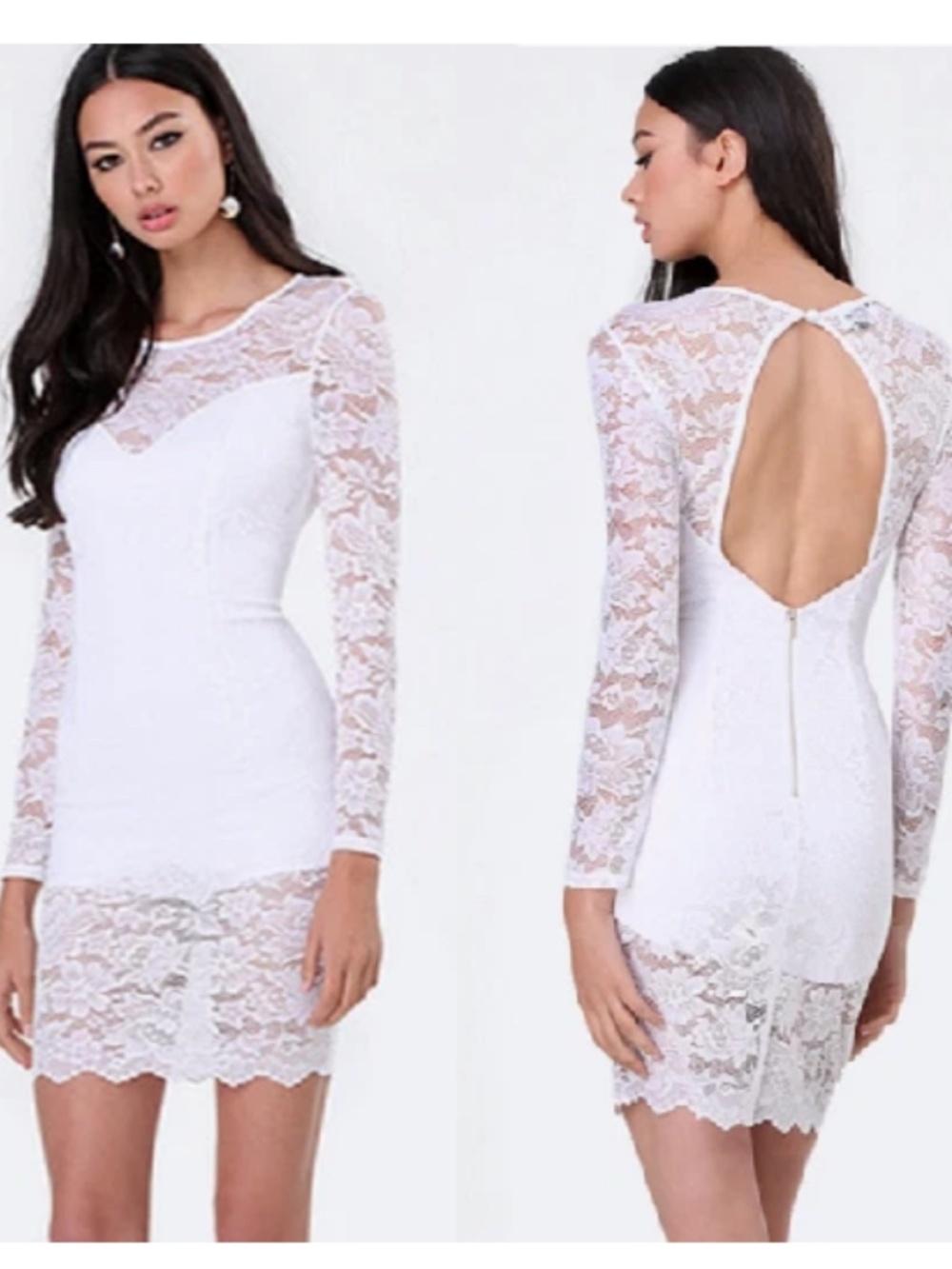 $150 NEW bebe White Overlay Lace Lingerie Lining open back top dress M Medium
